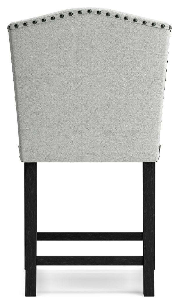 Jeanette - Linen / Black - 5 Pc. - Counter Table, 4 Upholstered Barstools