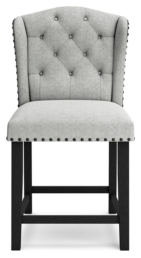 Jeanette - Linen / Black - 5 Pc. - Counter Table, 4 Upholstered Barstools