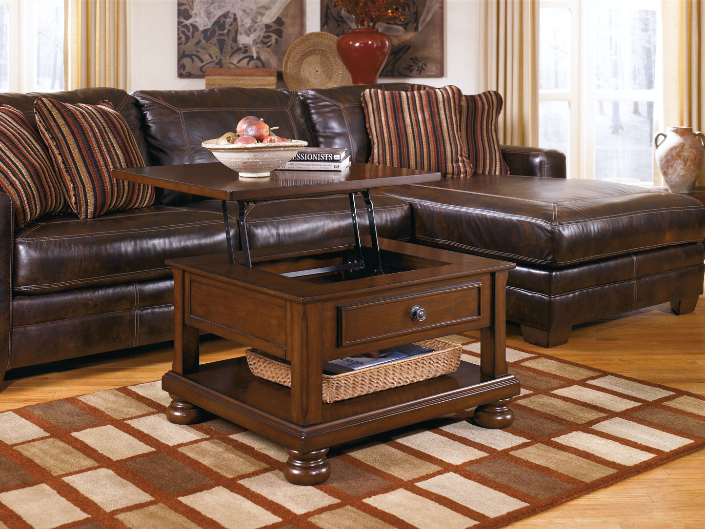 Porter - Rustic Brown - Lift Top Cocktail Table