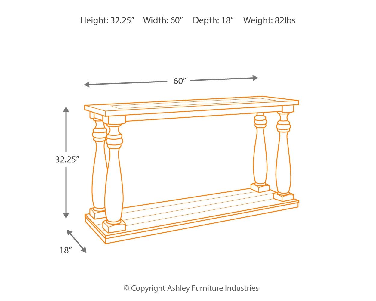 Mallacar - Black - Sofa Table