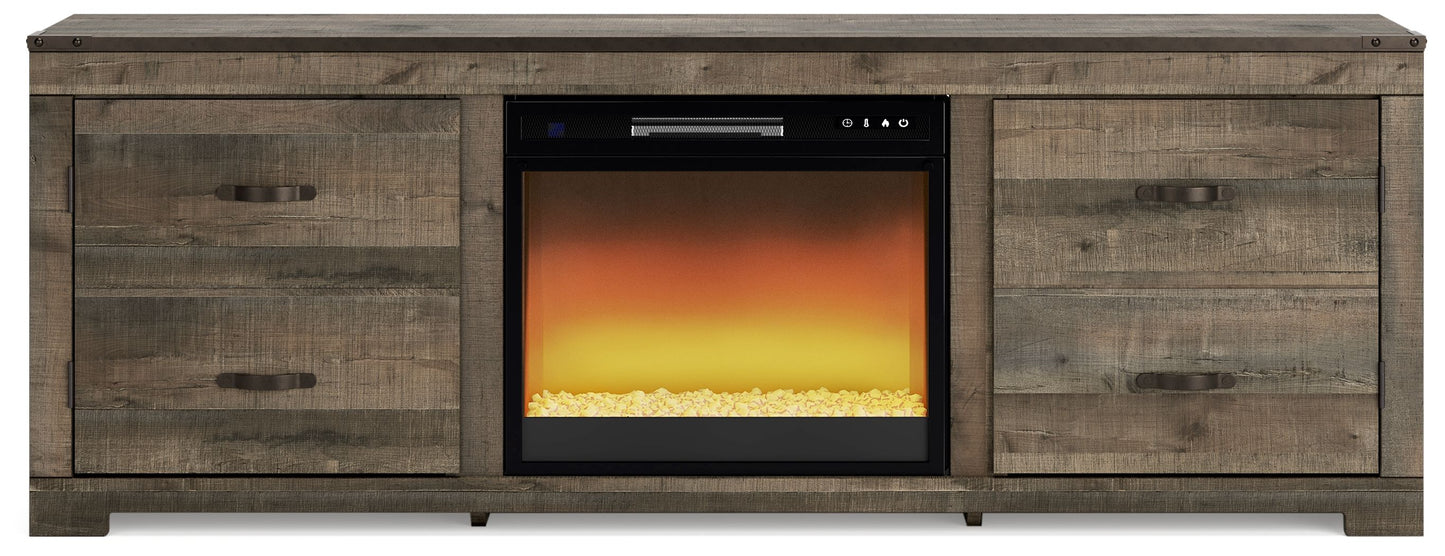 Trinell - Brown - 72" TV Stand With Fireplace Insert Glass/Stone