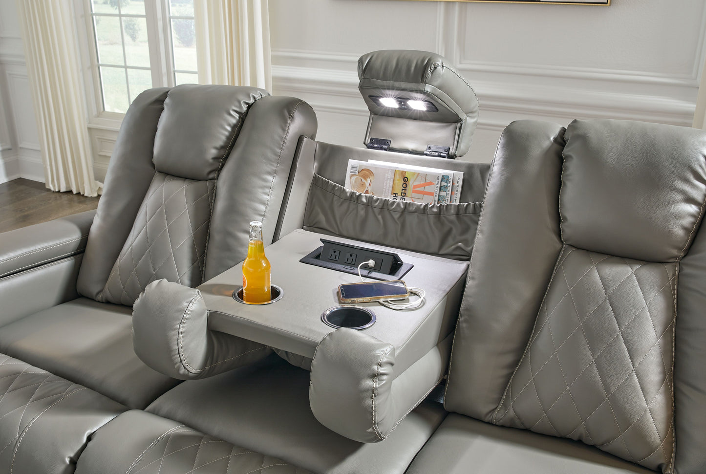 Mancin - Rec Sofa W/Drop Down Table
