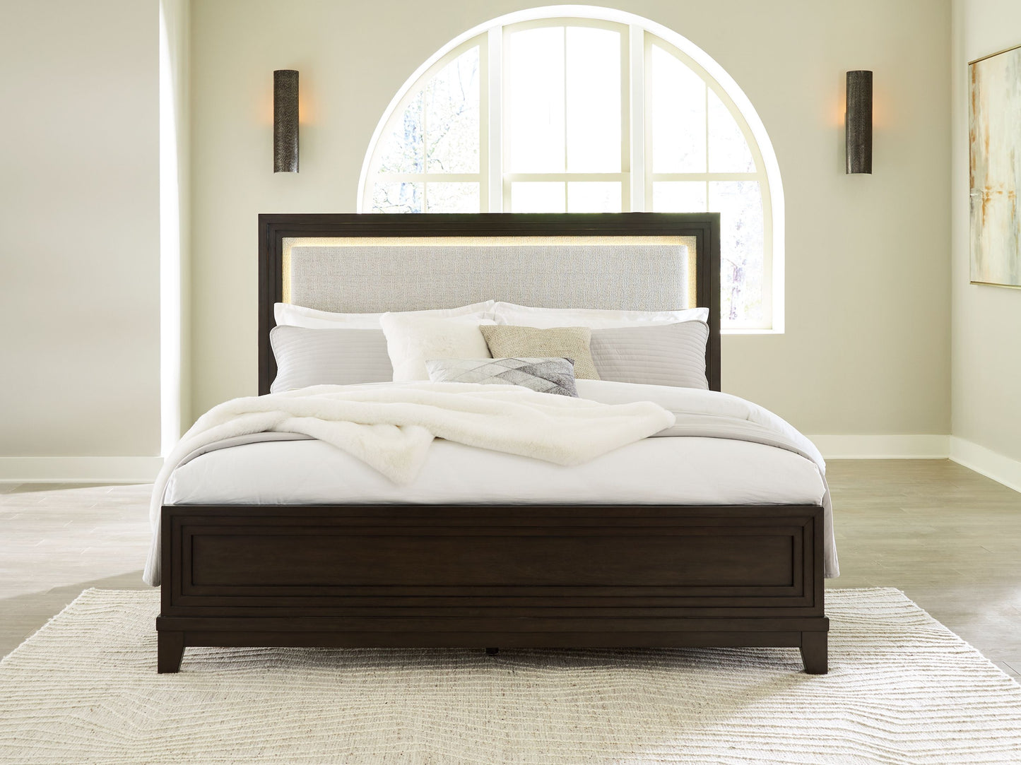 Neymorton - Dark Grayish Brown - King Upholstered Panel Bed