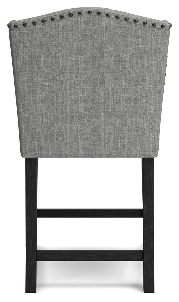 Jeanette - Black / Gray - 5 Pc. - Counter Table, 4 Upholstered Barstools