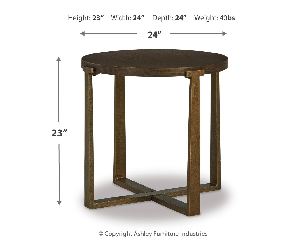 Balintmore - Brown / Gold Finish - Round End Table