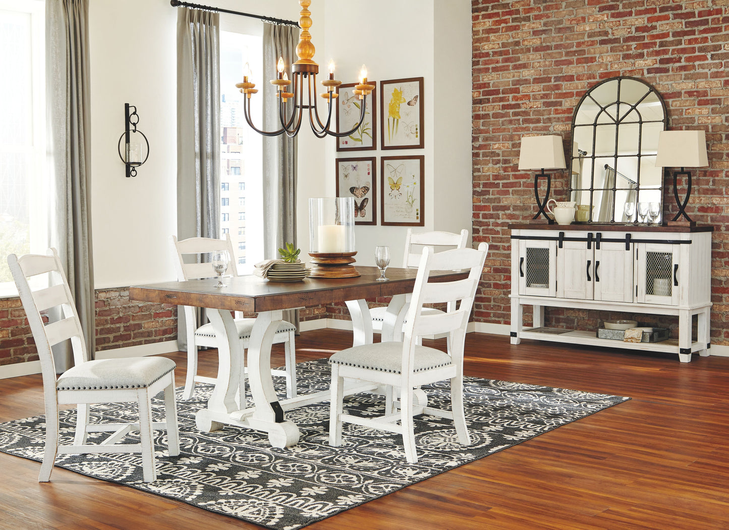 Valebeck - White / Brown - Rectangular Dining Room Table