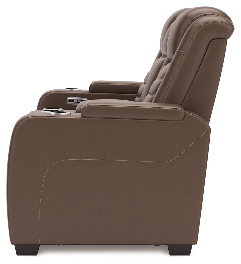 High Impact - Tobacco - Power Reclining Loveseat With Console / Adj Hdrst