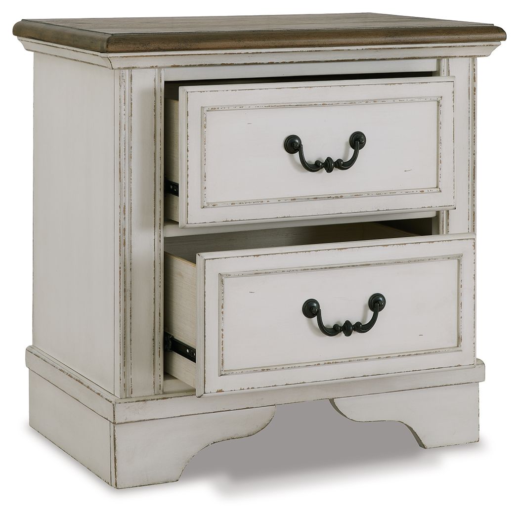 Brollyn - White / Brown / Beige - Two Drawer Night Stand