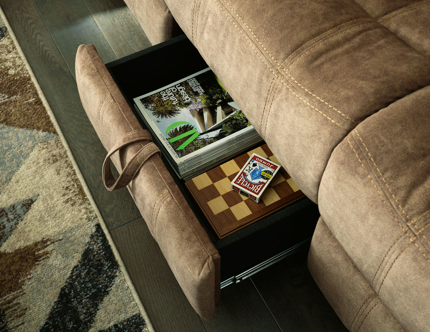 Huddle-up - Nutmeg - Rec Sofa W/Drop Down Table