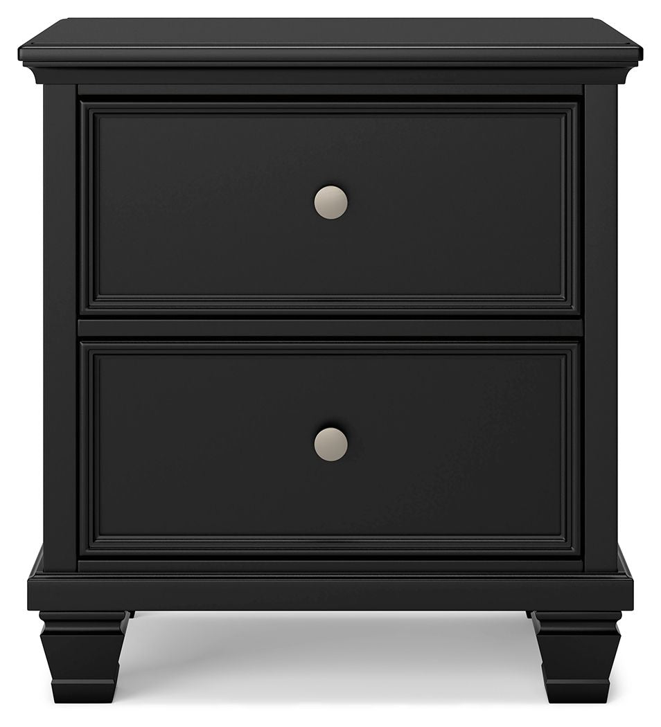 Lanolee - Black - Two Drawer Nightstand