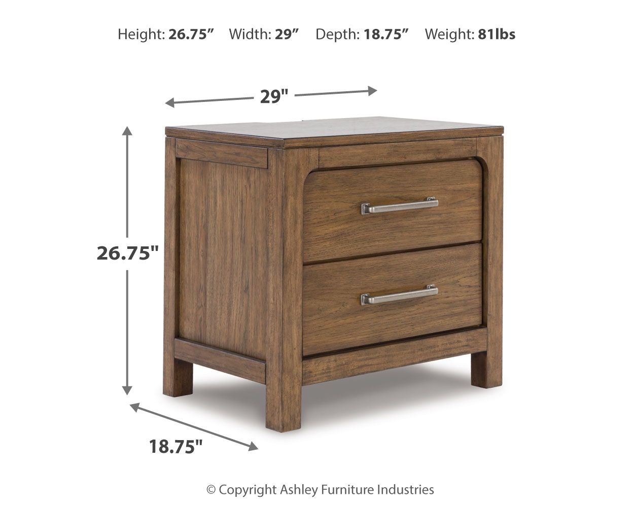 Cabalynn - Light Brown - Two Drawer Night Stand