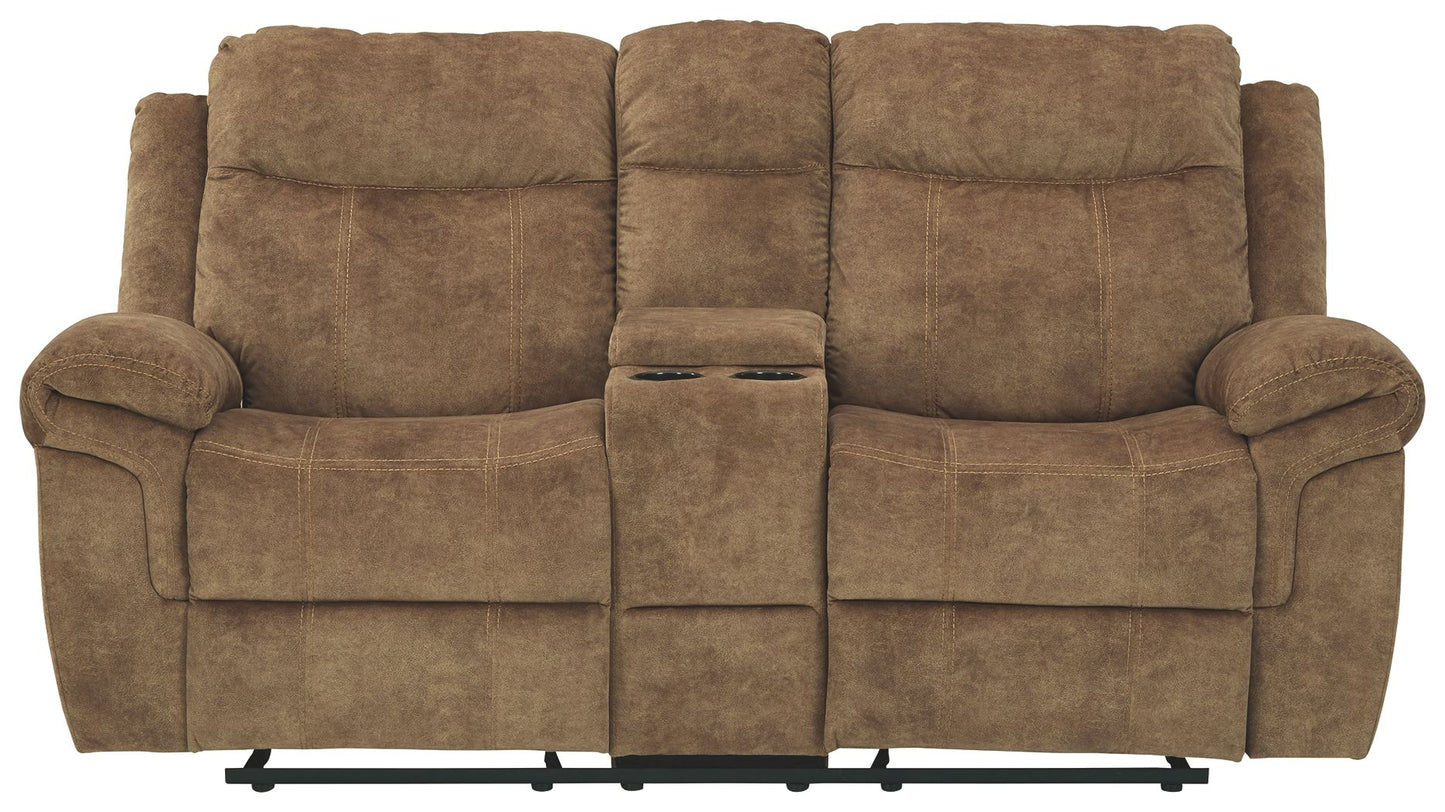 Huddle-up - Nutmeg - Glider Rec Loveseat W/Console