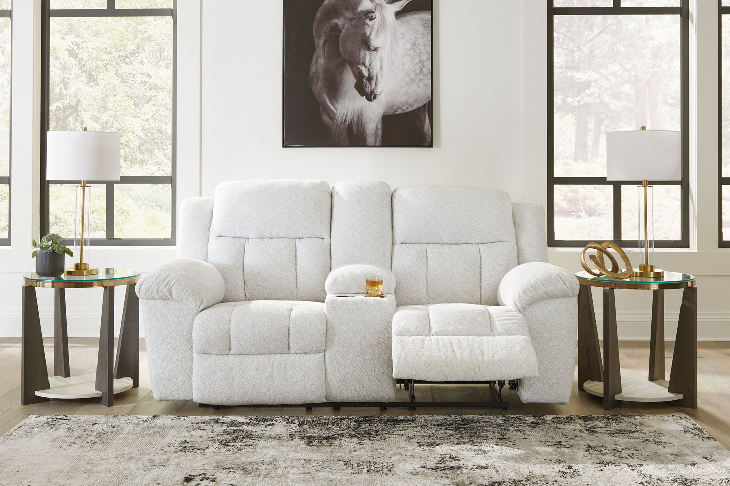 Frohn - Snow - Dbl Reclining Loveseat With Console