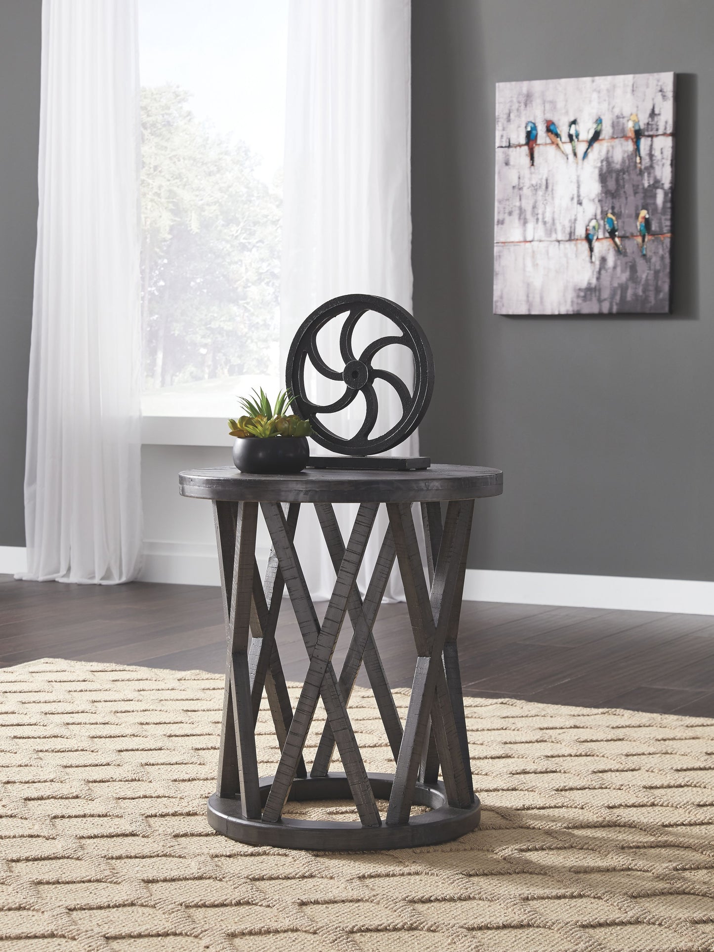 Sharzane - Grayish Brown - Round End Table