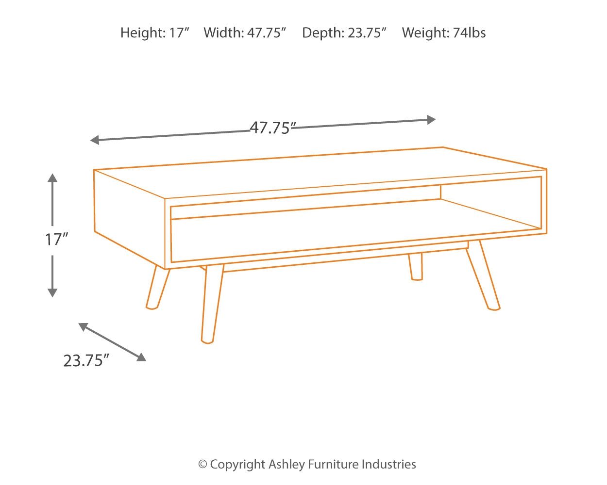 Kisper - Dark Brown - Rectangular Cocktail Table
