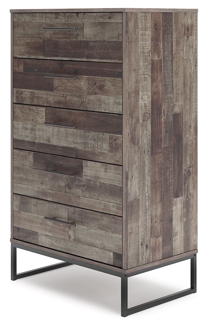 Neilsville - Black / Gray - Five Drawer Chest