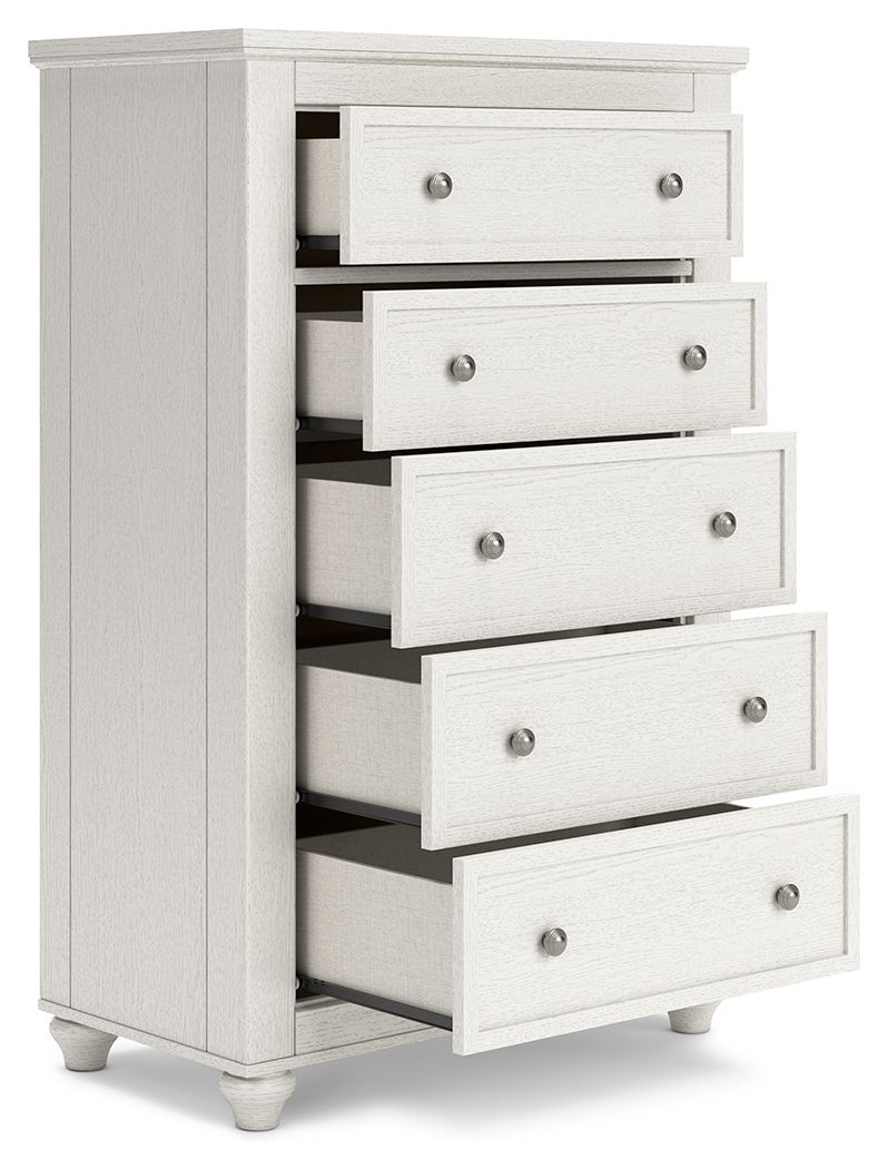 Grantoni - White - Five Drawer Chest