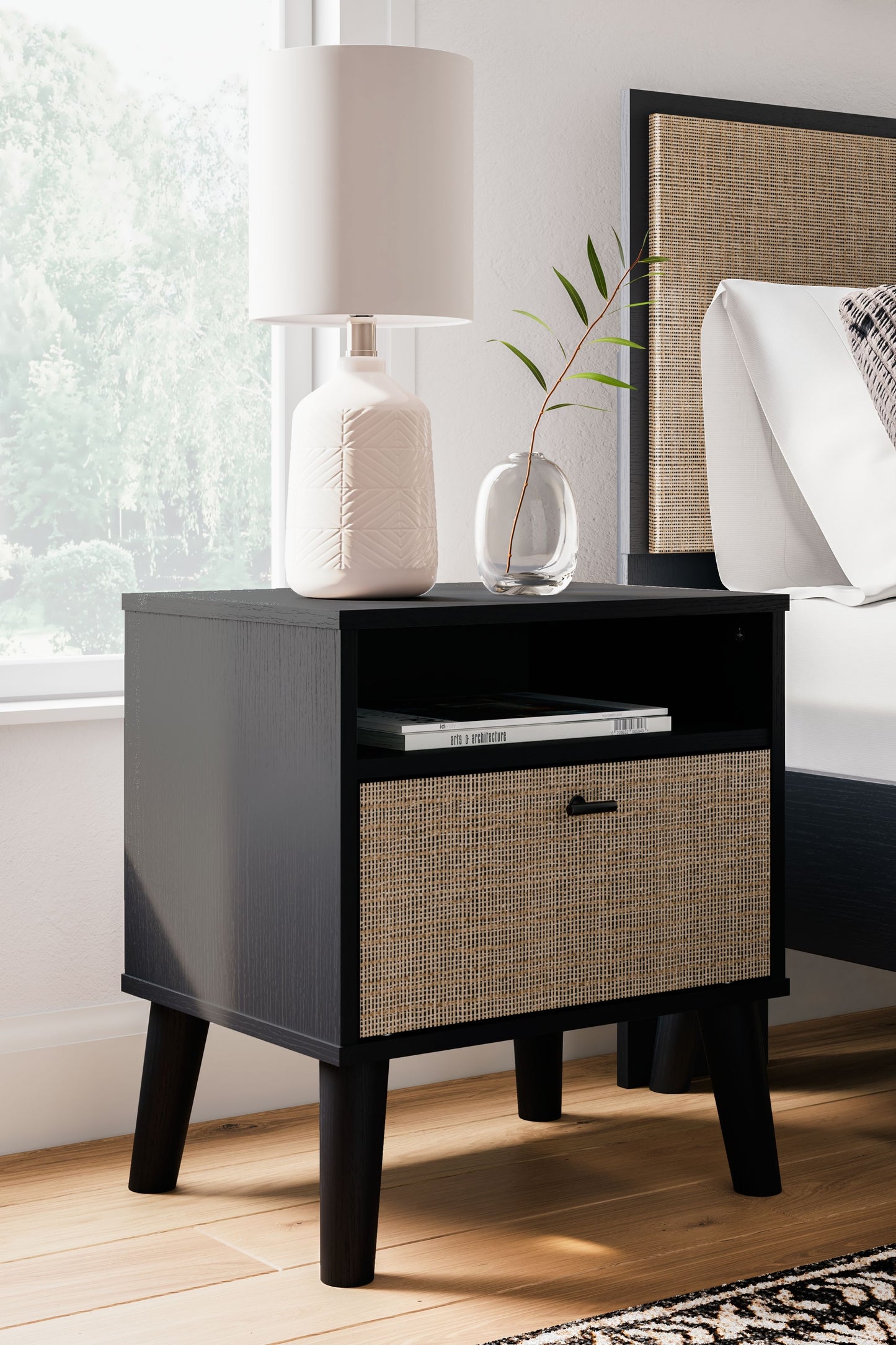 Charlang - Black / Gray - One Drawer Night Stand