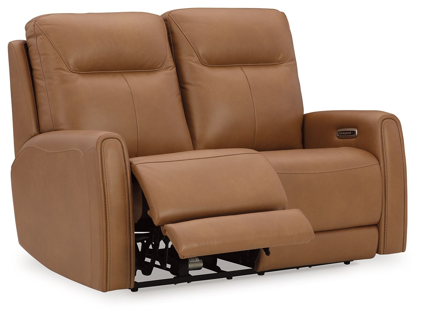 Tryanny - Butterscotch - Power Reclining Loveseat/ Adj Headrest