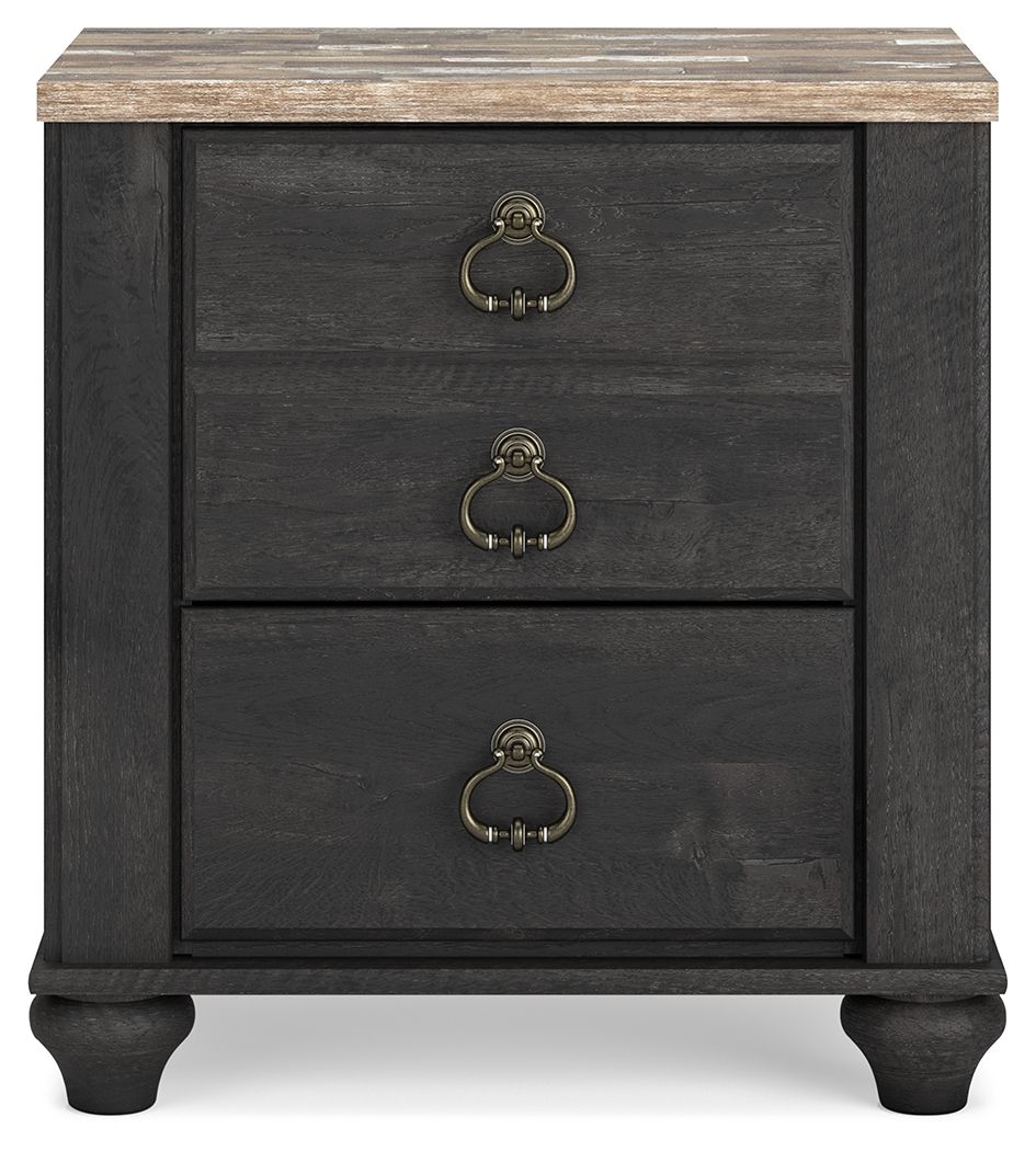 Nanforth - Two-tone - Two Drawer Night Stand