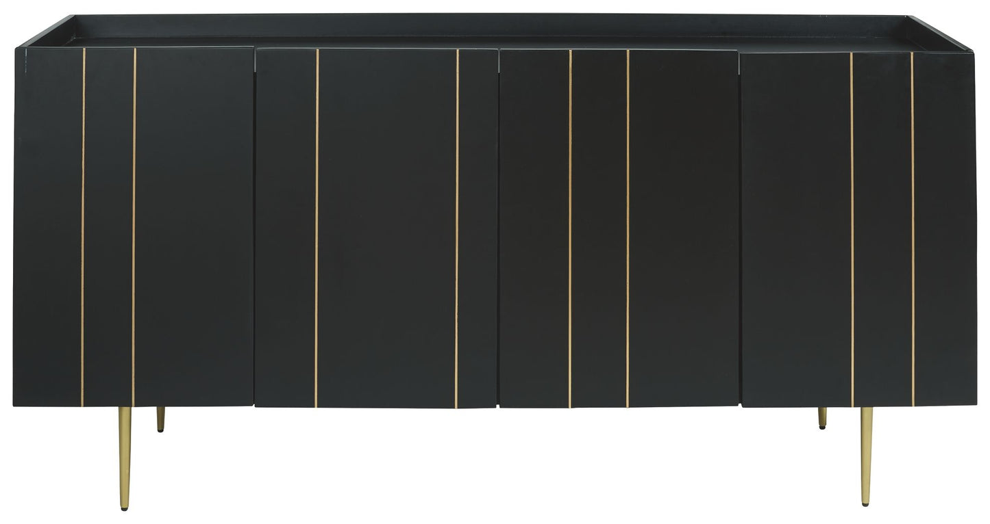 Brentburn - Black / Gold Finish - Accent Cabinet