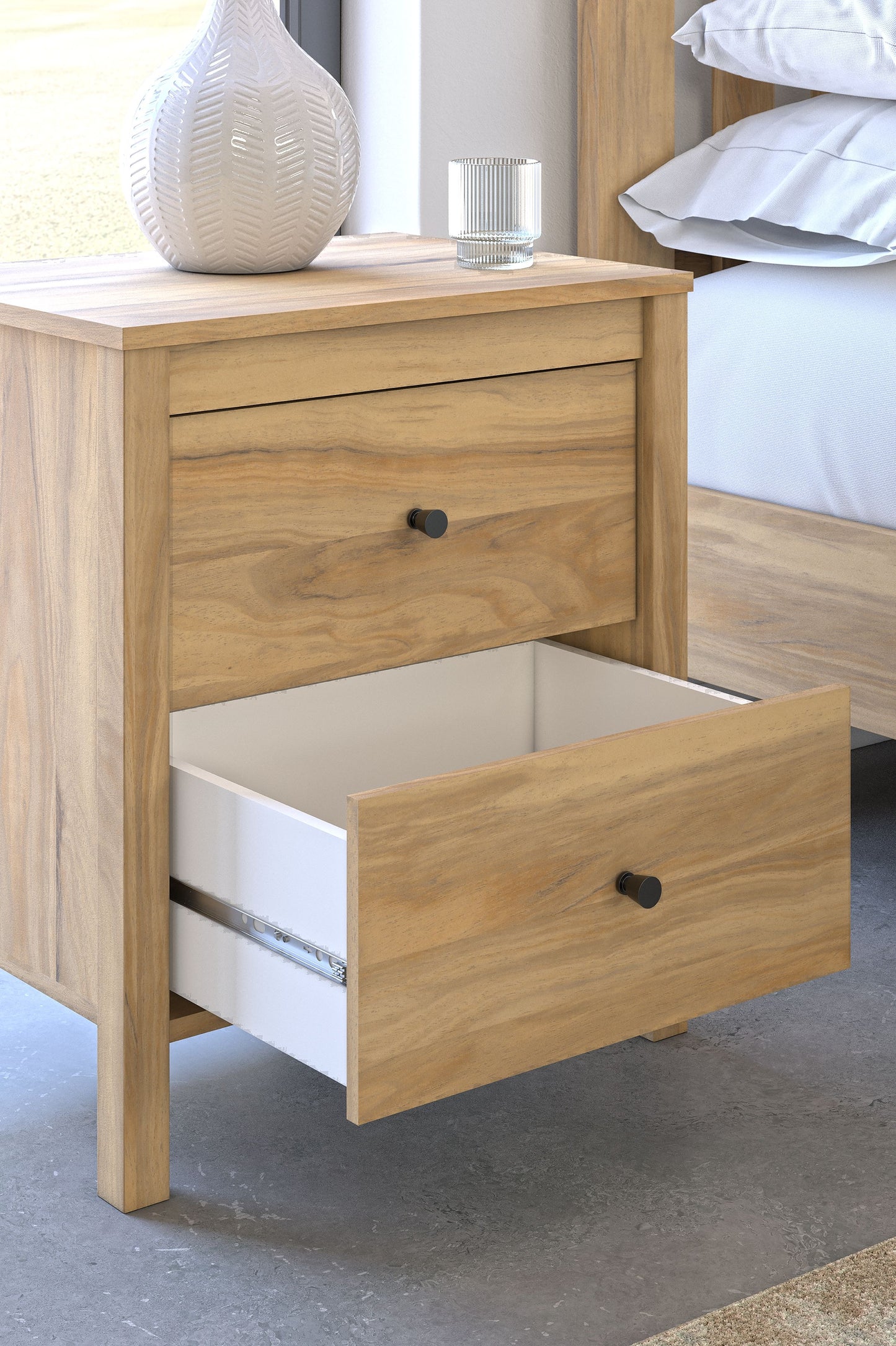 Bermacy - Light Brown - Two Drawer Night Stand