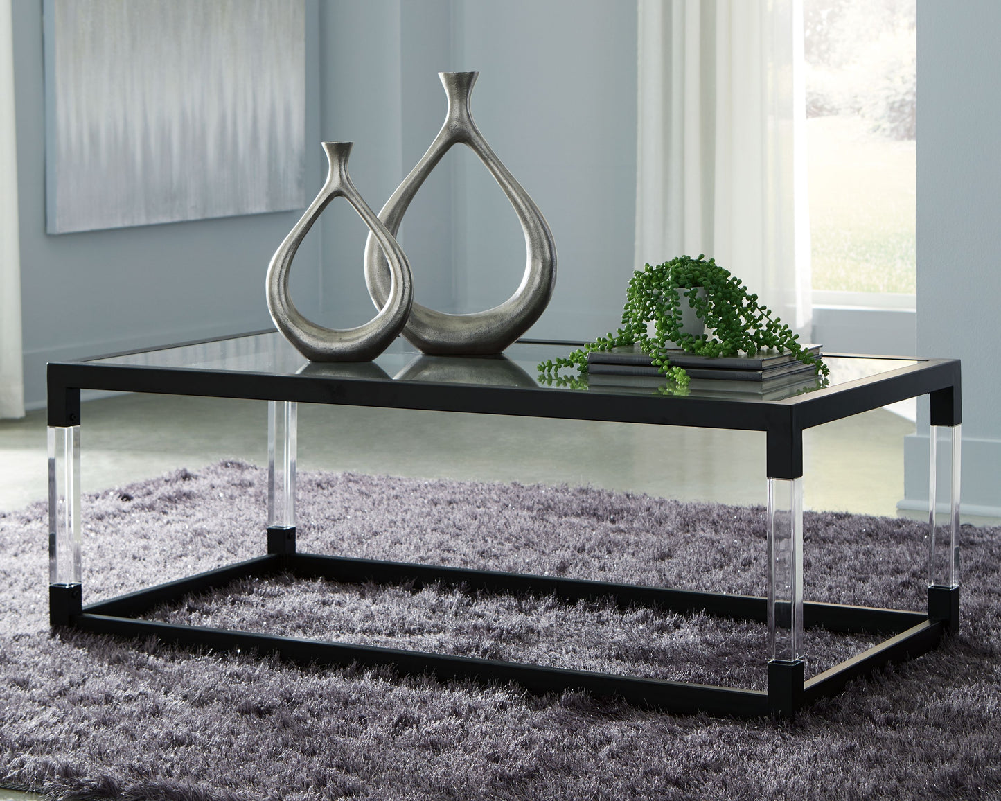 Nallynx - Metallic Gray - Rectangular Cocktail Table