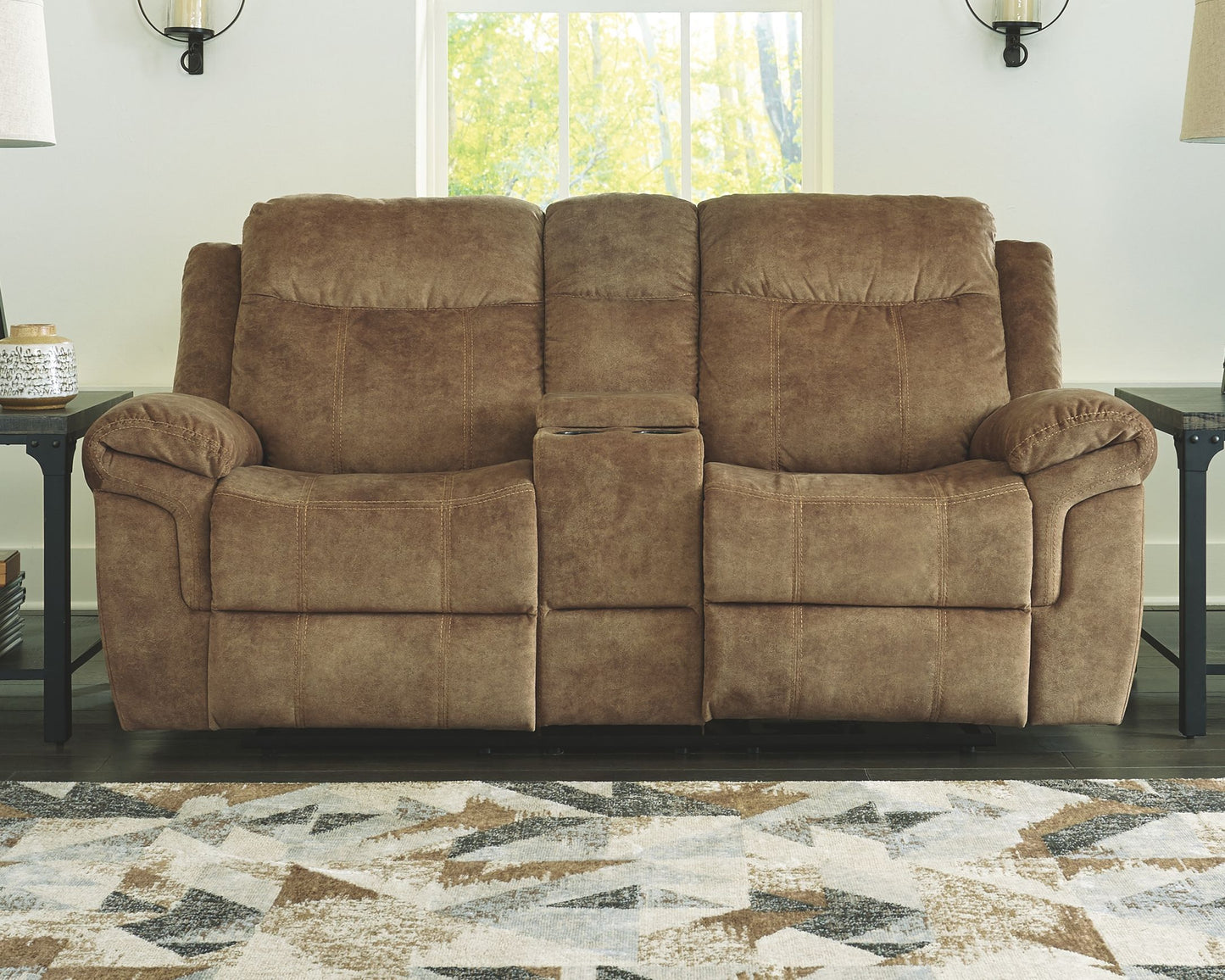 Huddle-up - Nutmeg - Glider Rec Loveseat W/Console