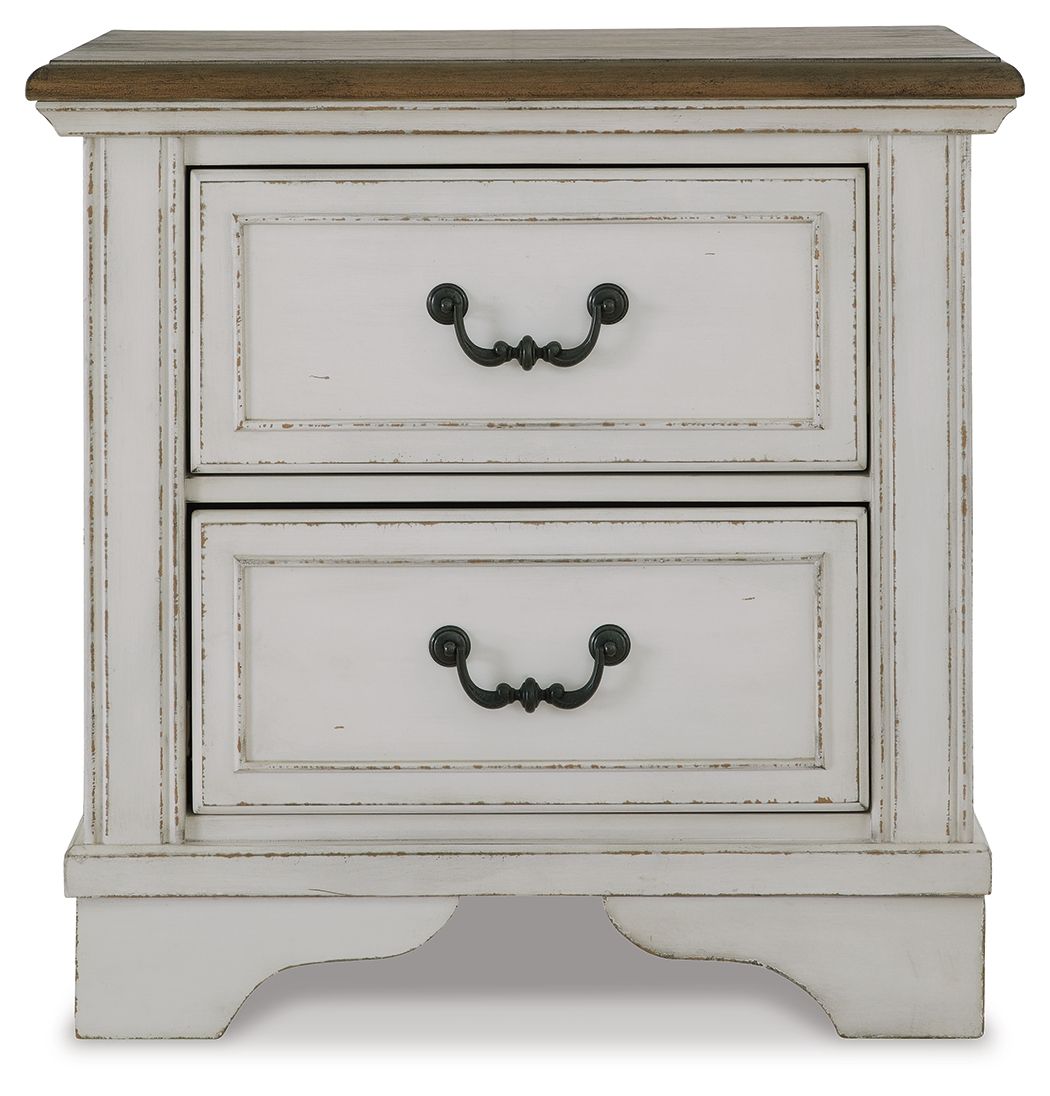 Brollyn - White / Brown / Beige - Two Drawer Night Stand