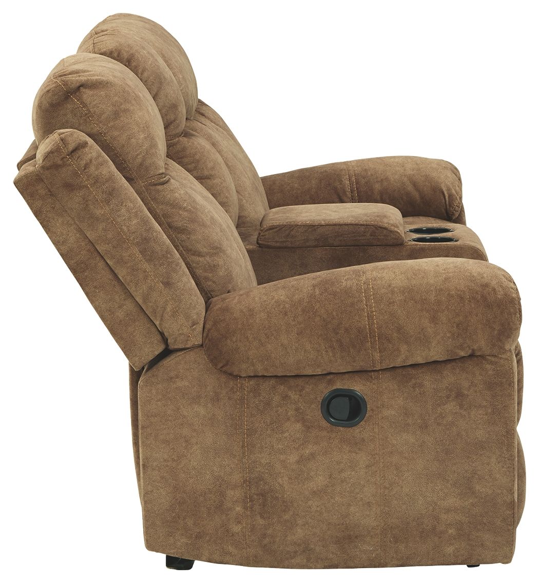 Huddle-up - Nutmeg - Glider Rec Loveseat W/Console