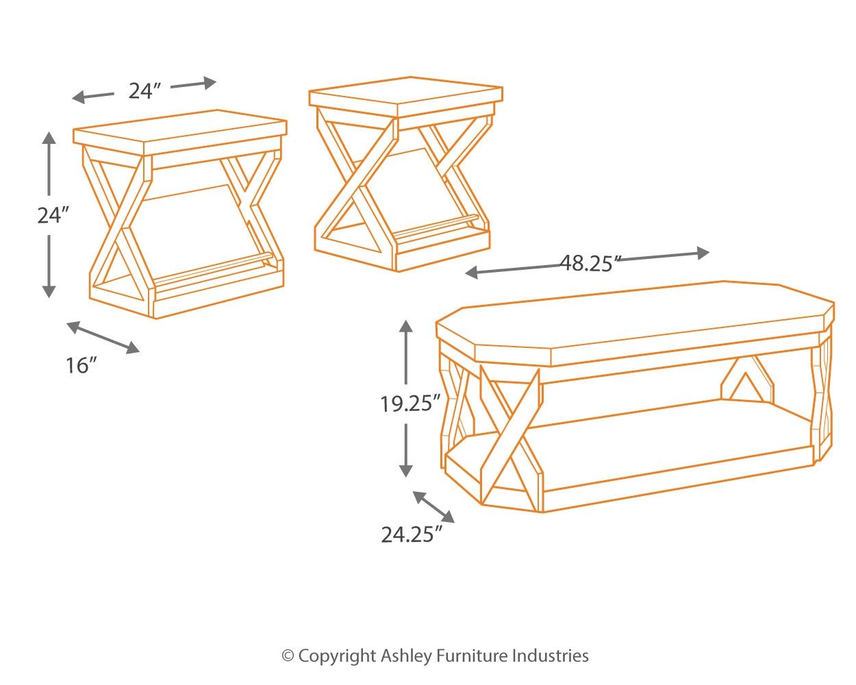 Radilyn - Grayish Brown - Occasional Table Set (Set of 3)