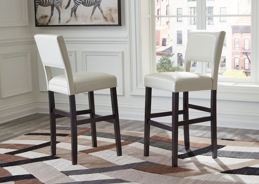 Leektree - Ivory / Brown - Tall Uph Barstool (Set of 2)