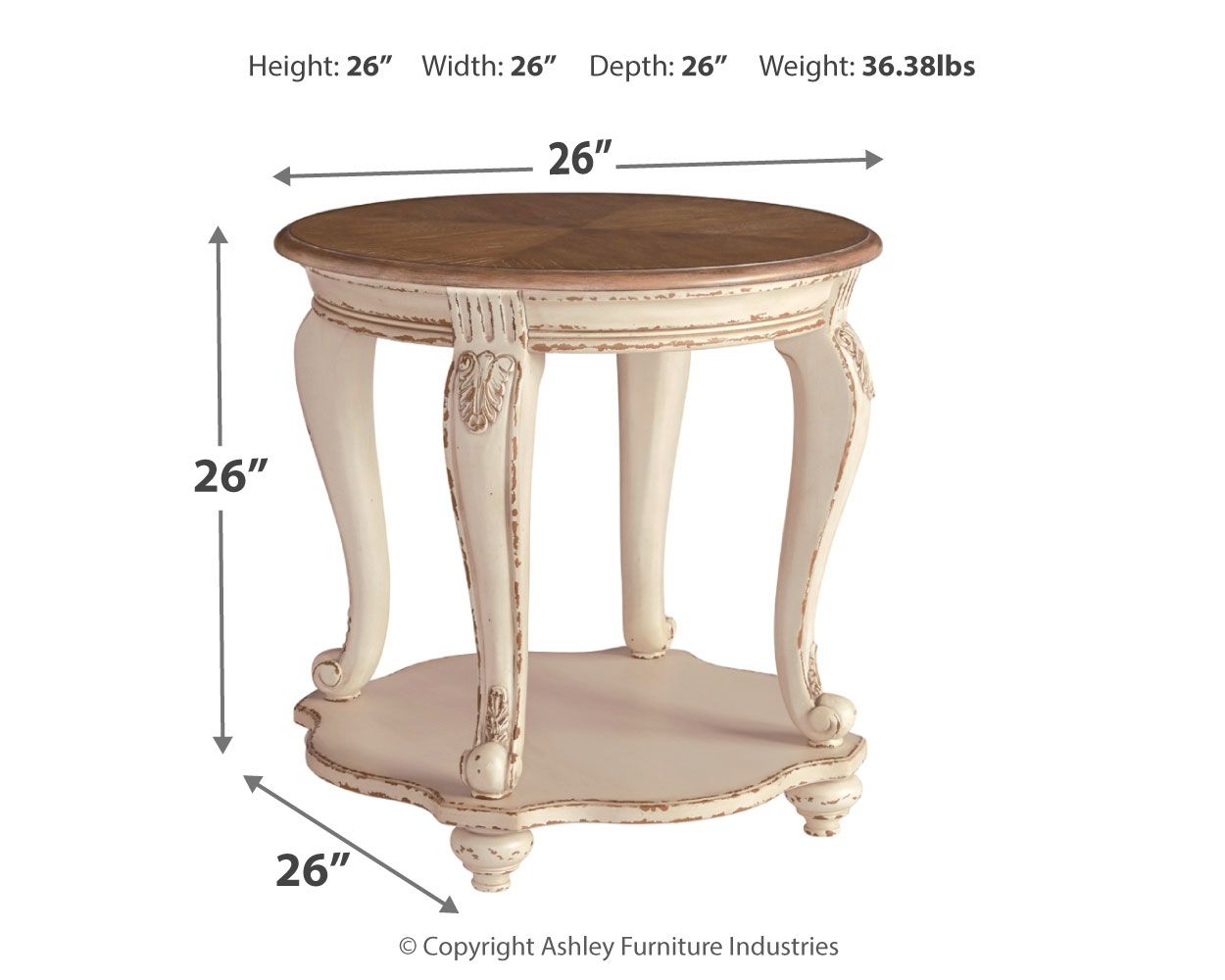 Realyn - White / Brown - Round End Table