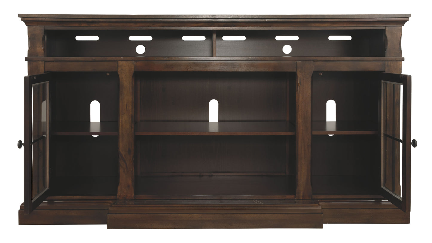 Roddinton - Dark Brown - Xl TV Stand W/Fireplace Option