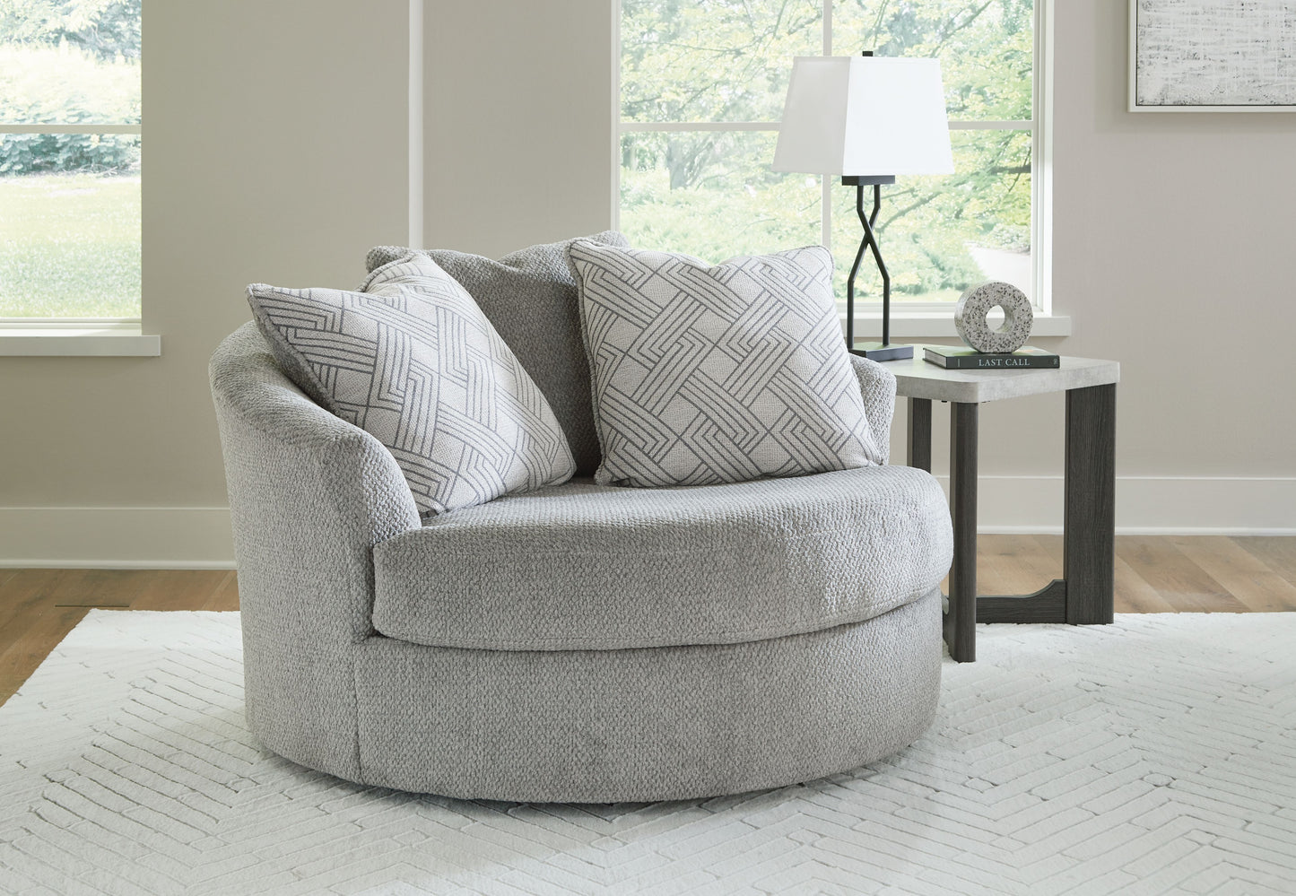 Casselbury - Cement - Oversized Swivel Accent Chair