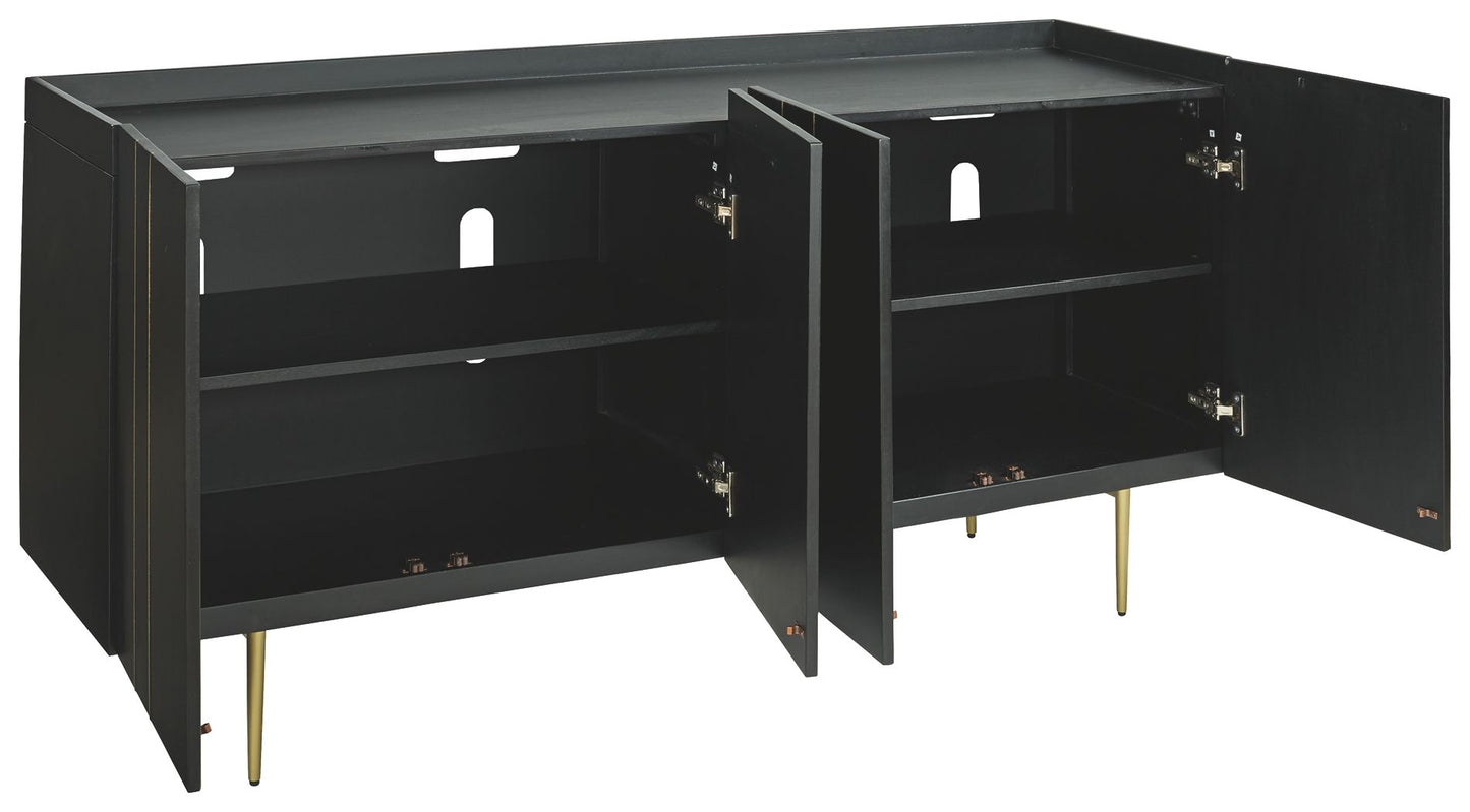 Brentburn - Black / Gold Finish - Accent Cabinet