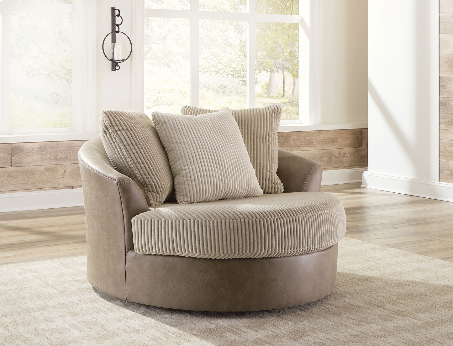 Keskin - Sand - Oversized Swivel Accent Chair