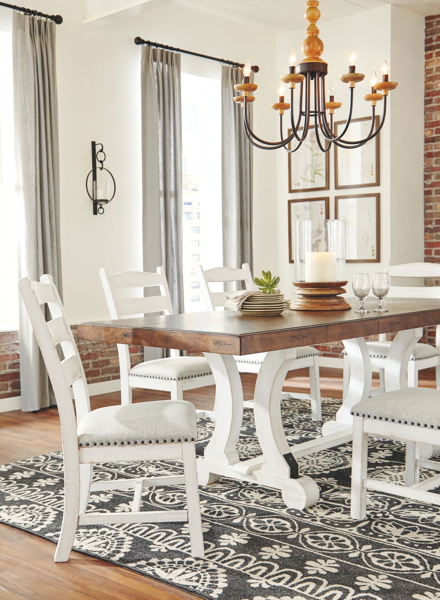 Valebeck - White / Brown - Rectangular Dining Room Table