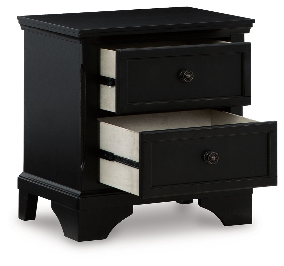 Chylanta - Black - Two Drawer Night Stand