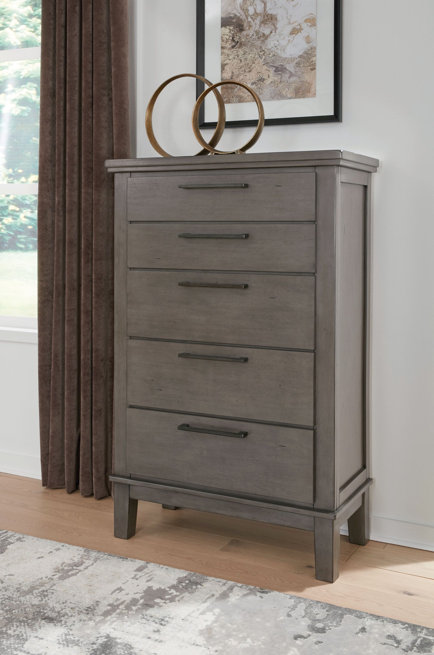 Hallanden - Gray - Five Drawer Chest