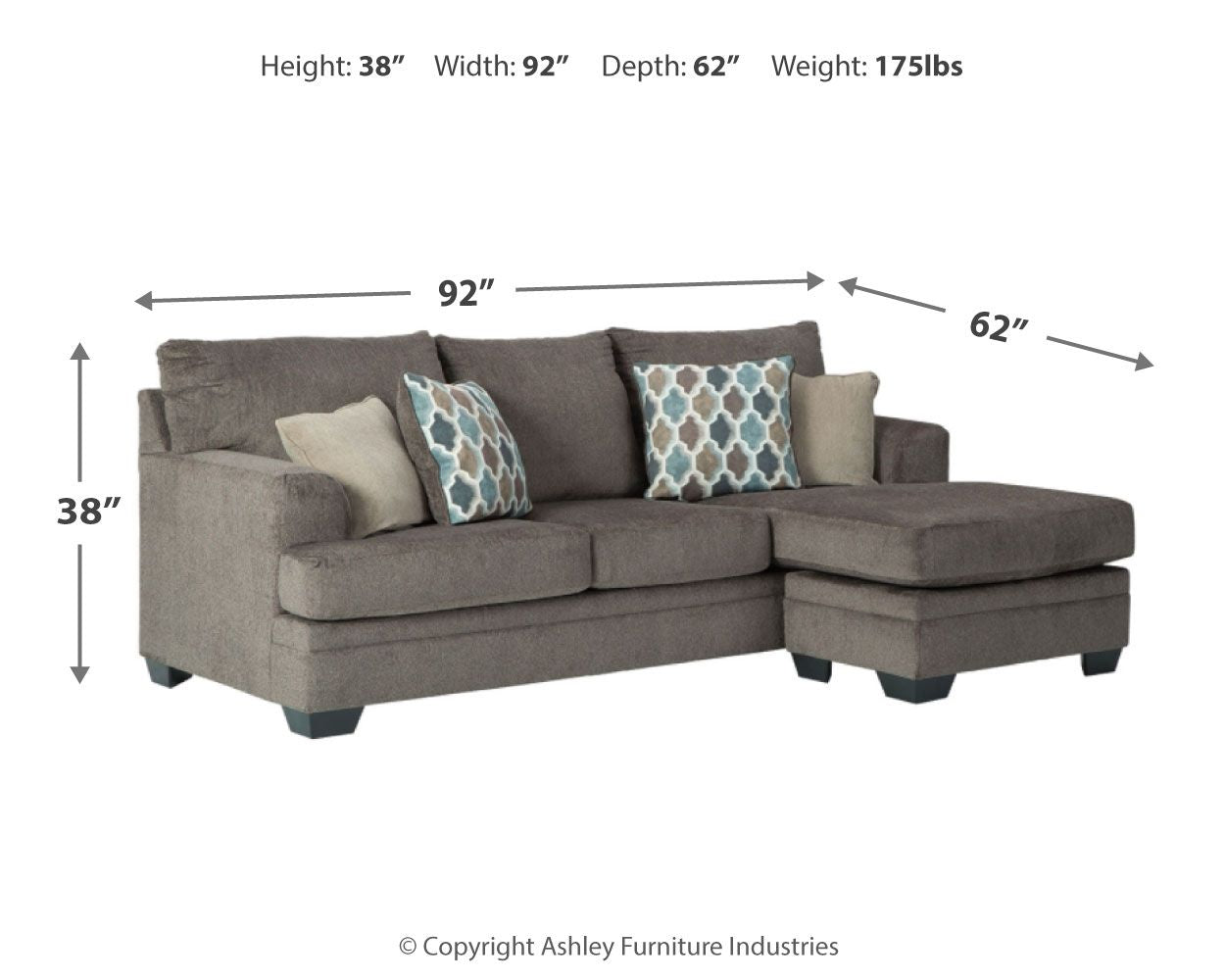 Dorsten - Slate - Sofa Chaise