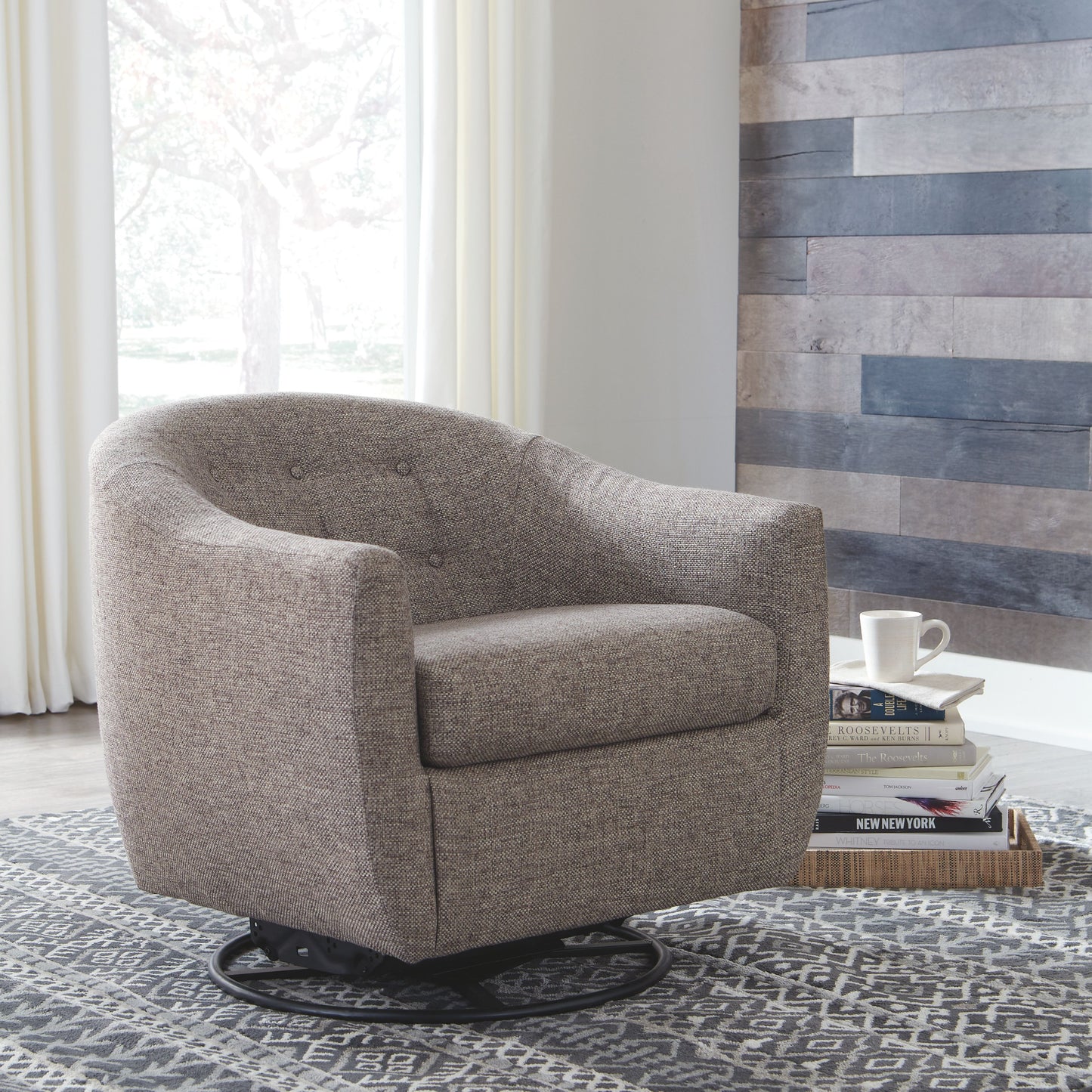 Upshur - Taupe - Swivel Glider Accent Chair