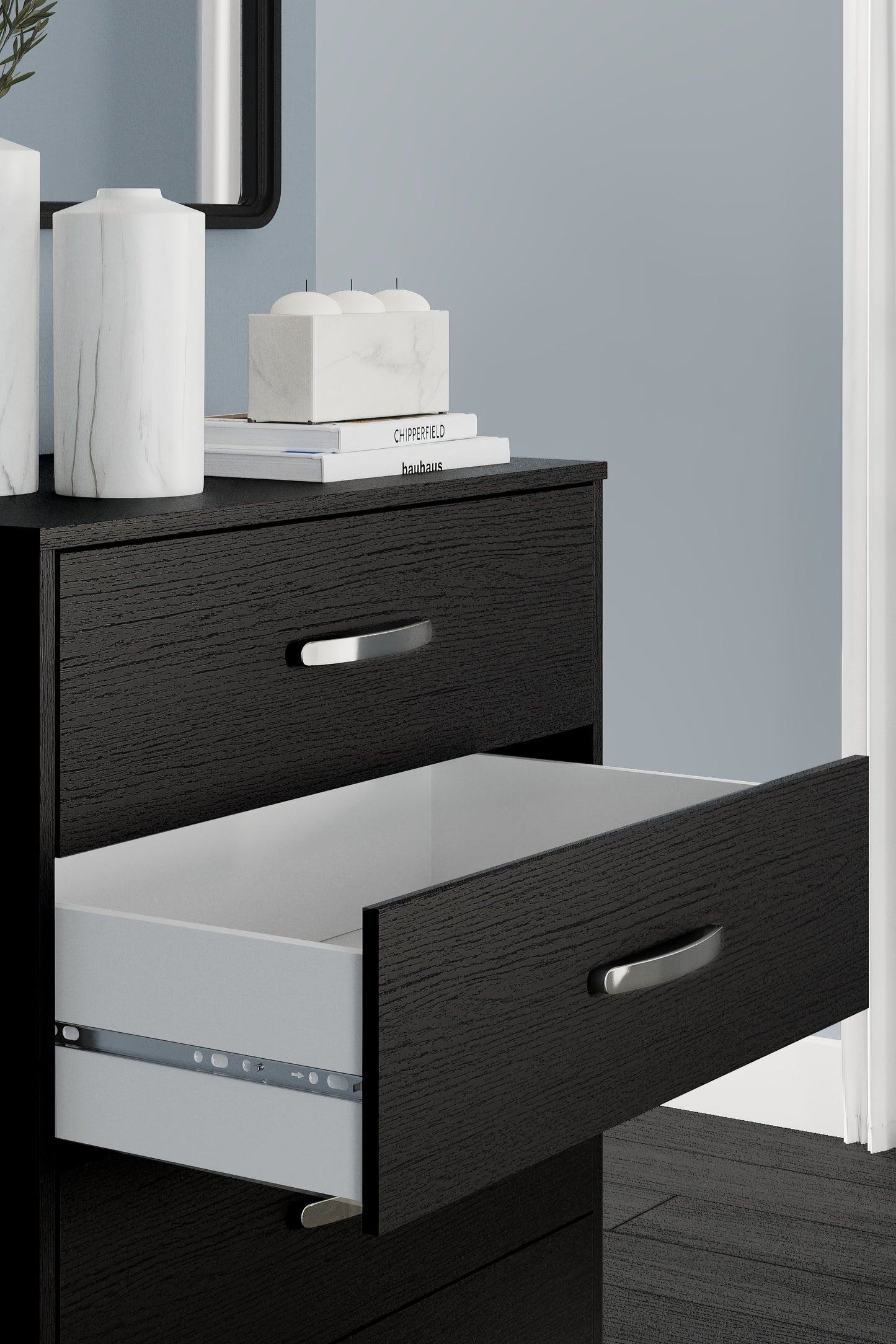 Finch - Black - Five Drawer Chest - 46" Height