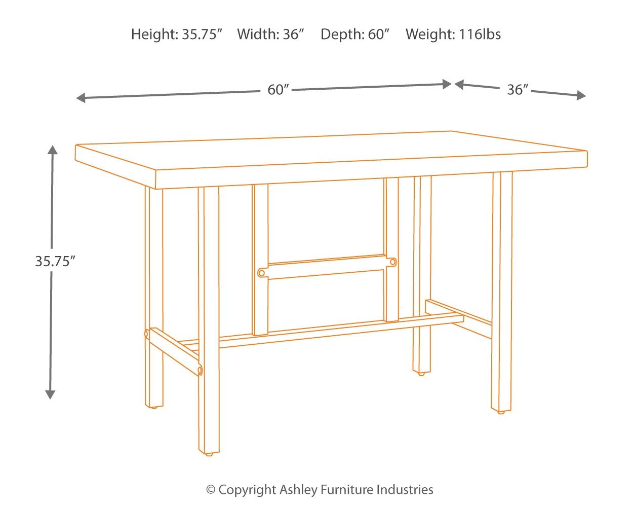 Kavara - Medium Brown - Rectangular Dining Room Counter Table