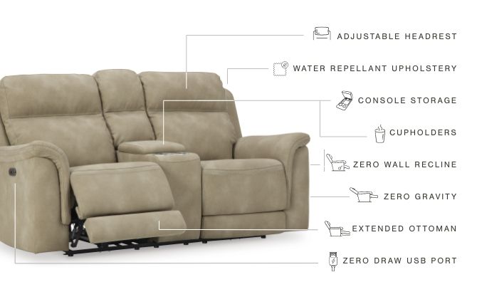 Next-Gen Durapella - Reclining Power Loveseat With Console
