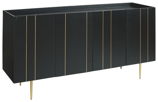 Brentburn - Black / Gold Finish - Accent Cabinet