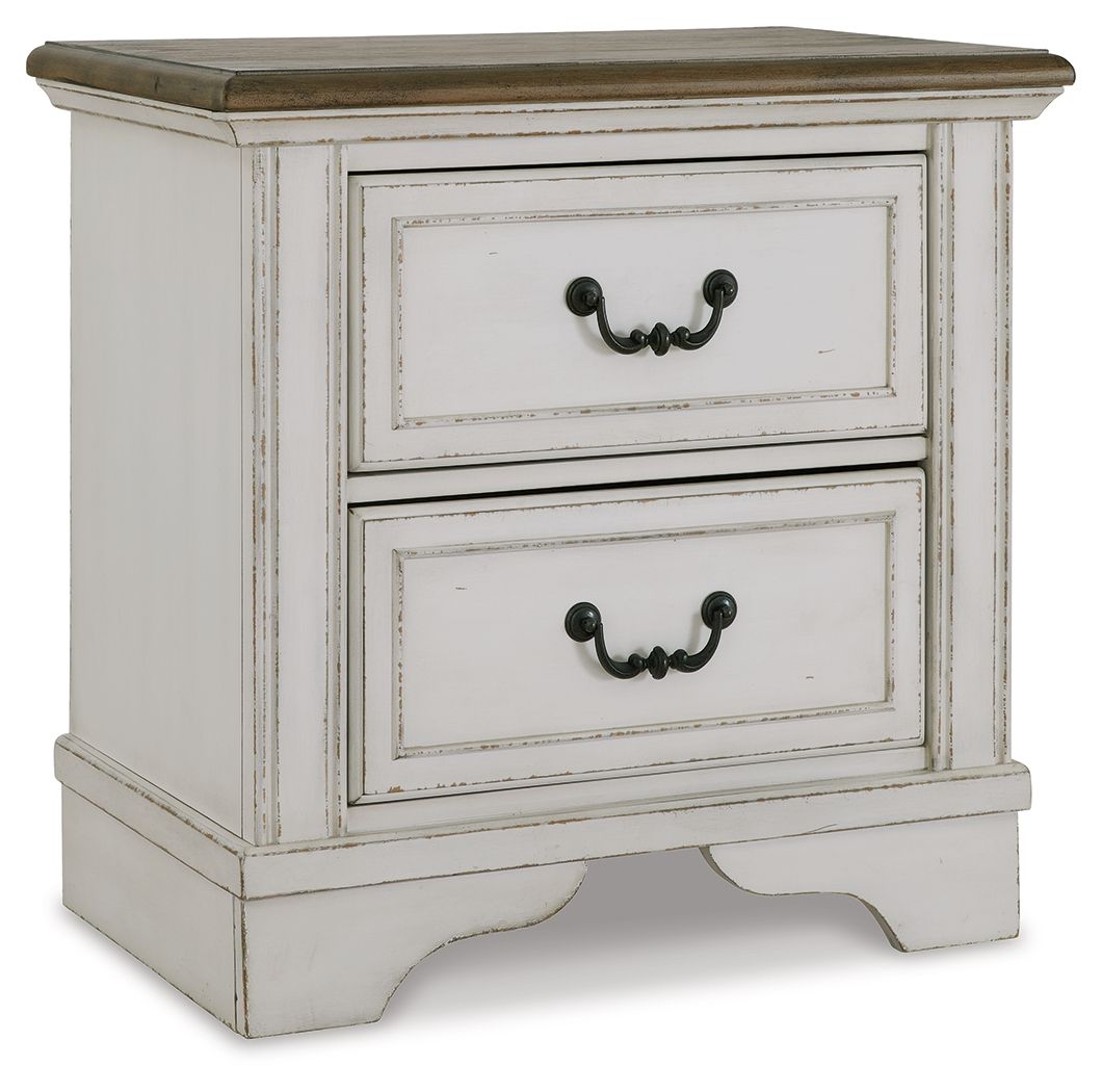 Brollyn - White / Brown / Beige - Two Drawer Night Stand