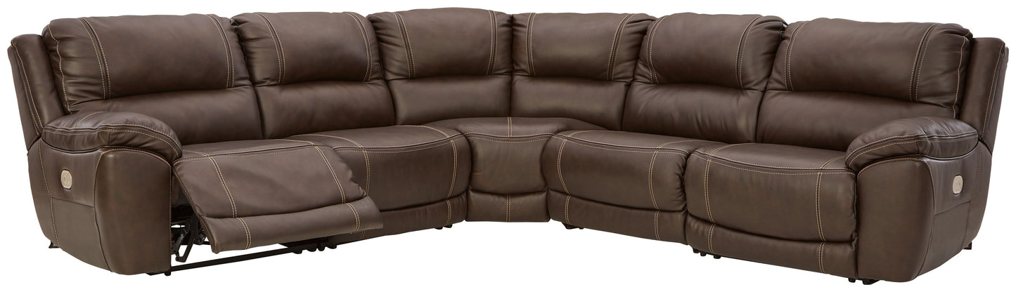 Dunleith - Chocolate - 5-Piece Power Reclining Sectional