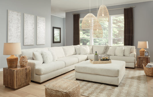 Zada - Ivory - 5 Pc. - Corner Sofa 4 Pc Sectional, Ottoman