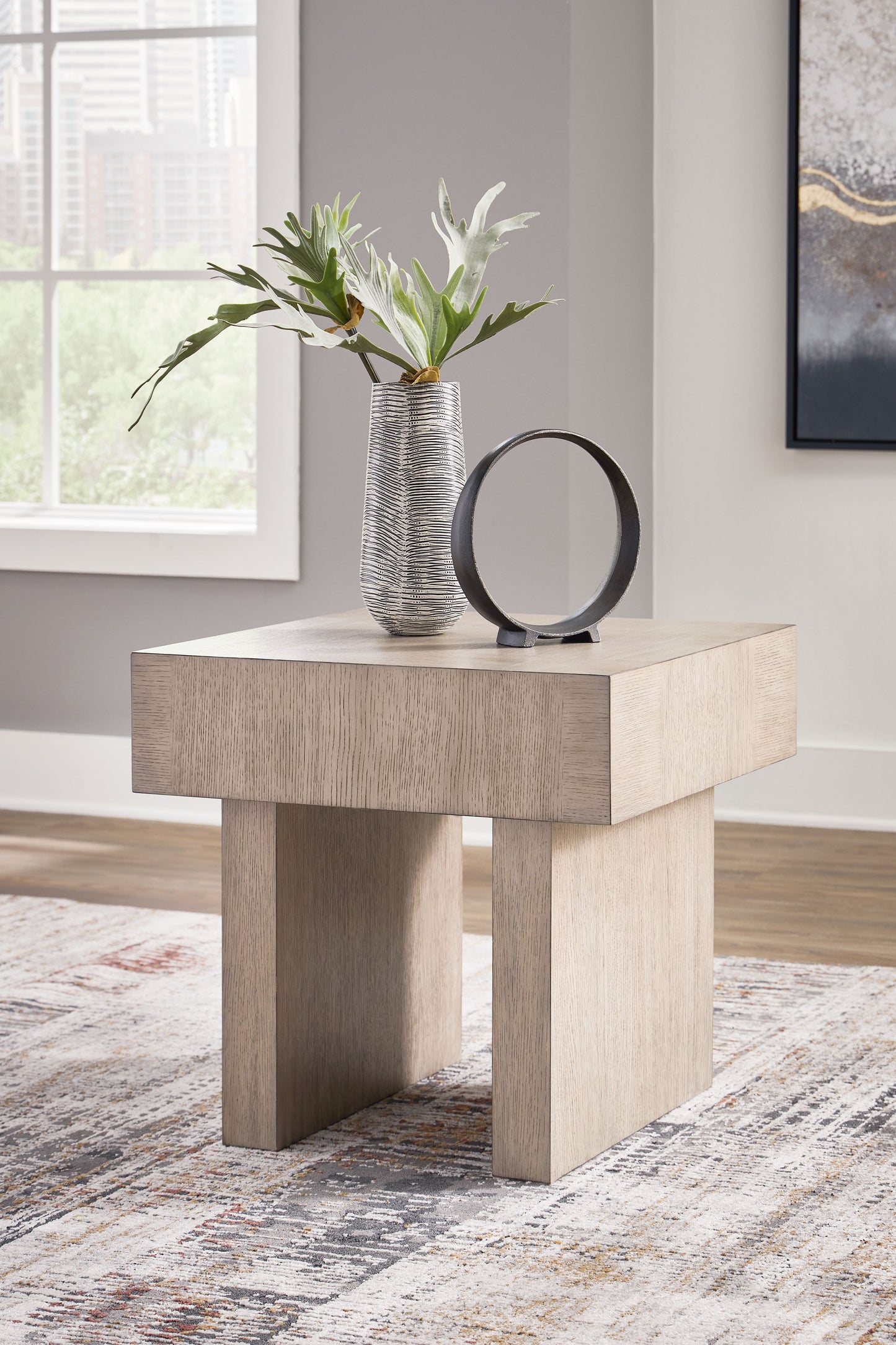 Jorlaina - Light Grayish Brown - Square End Table